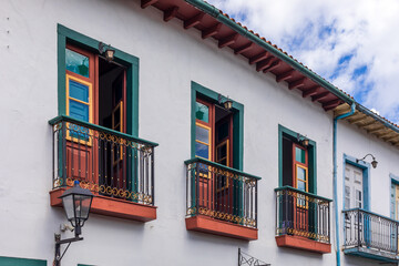 Balcony of colonial houses on the Right street