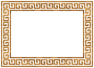Greek frame ornaments, meanders. Square meander border from wooden walnut repeated Greek motif Vector illustration