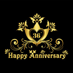  Luxurious Elegant 36th Anniversary Logo Design, 36th Anniversary Celebration, Anniversary Design Element