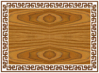 Greek frame ornaments, meanders. Square meander border from wooden walnut repeated Greek motif Vector illustration