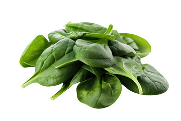 Closeup of spinach isolated on transparent background. Generative AI