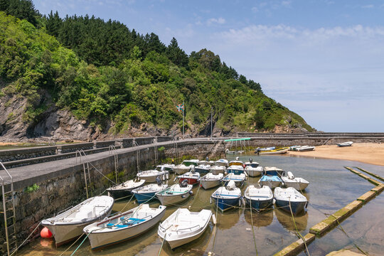 Boats in the port of Ea. Bizkaia, Basque Country