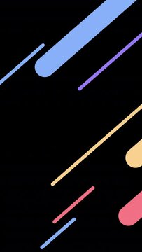 Simple round lines animated vertical background for social media. Modern colors abstract backdrop loop with alpha channel, transparency, 50fps.