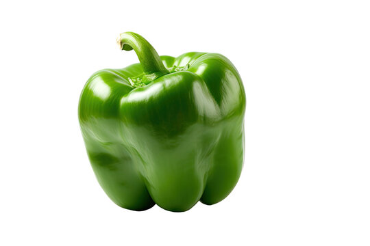 Closeup of a Green Bell Pepper (Capsicum) isolated on transparent background. Generative AI