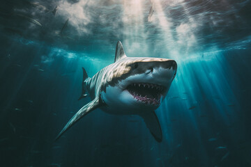 A shark with a mouth open - Generated by AI technology