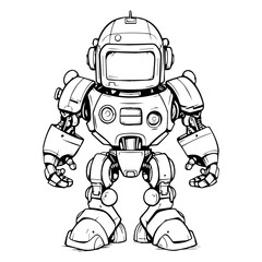 Sleek and futuristic full-body cute robot with a polished metallic exterior, powerful presence, embodying advanced technology and innovation.