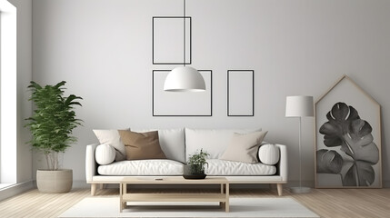 Minimalist Interior of modern interior desige 3D rendering, generative ai