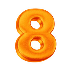 3d numbers with glitter effect in orange color with transparent background