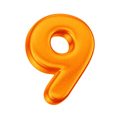3d numbers with glitter effect in orange color with transparent background