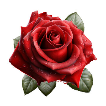 Single red rose isolated (Generative AI)