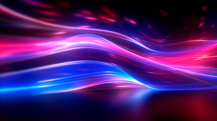 Fototapeta na wymiar abstract futuristic background with pink blue glowing neon moving high speed wave lines and bokeh lights. Data transfer concept Fantastic wallpaper. Generative AI