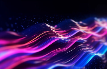 Abstract futuristic background with pink blue wave wallpaper made with AI generative technology