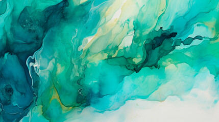 Abstract Watercolor Teal and Green Background. Generative AI