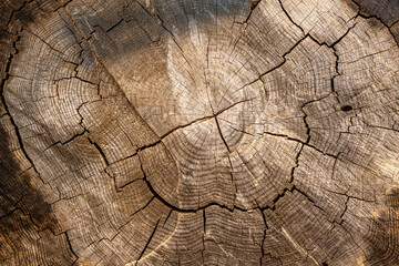A view from inside a felled tree. a tree stump pattern. Texture of wood
