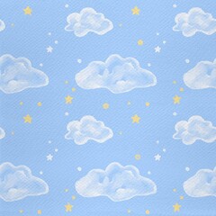 seamless pattern with clouds watercolor 