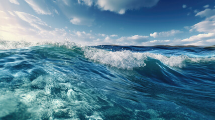 Background of blue ocean waves in the tropical sea