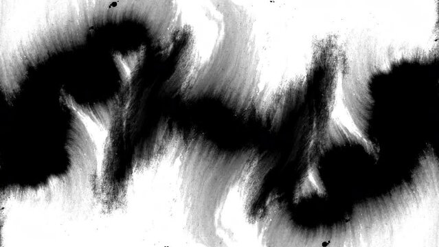 Abstract ink background intro reveal transition titles rorschach splatter wave effect  black and white