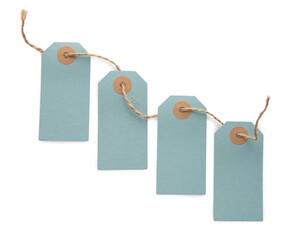 four tags on string. The concept of price reduction, discounts