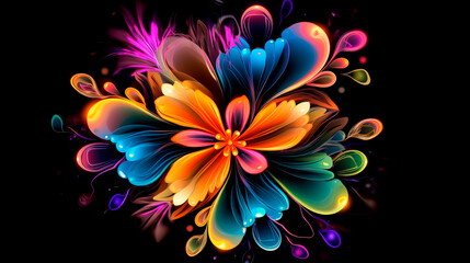 Fototapeta na wymiar Beautiful abstract colorful flower design. Generative AI