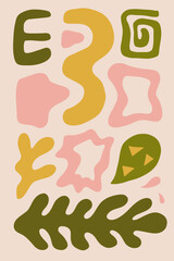 Matisse Abstract Art Set, Aesthetic Modern Art, Boho Decor, Minimalist Art, Illustration, Vector, Poster, Postcard. Collection for decoration. Vector all isolated.