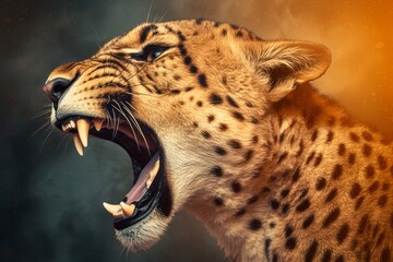 Angry Leopard created with Generative AI Technology, ai, generative