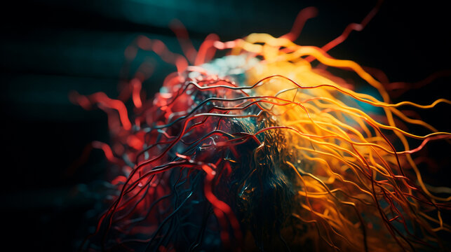 Concept art of a human brain exploding with knowledge and creativity. Generative AI