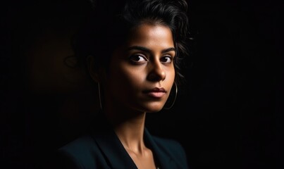 Fototapeta premium The young Indian lady is attractive and dressed professionally and is confident, generative AI