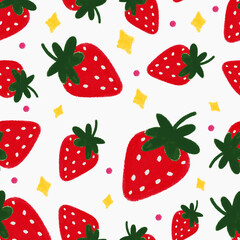 seamless illustrated pattern with strawberries