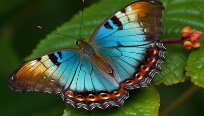 Vibrant butterfly wing spotted in natural beauty generated by AI