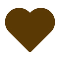 A dark brown heart isolated on a white square-shaped background 