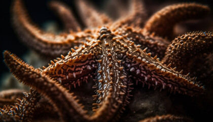 Obraz premium Starfish tentacle reaches for food on reef generated by AI