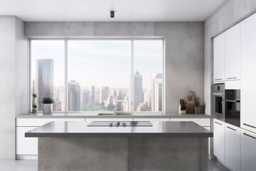 Fototapeta na wymiar interior domestic rendering window island new room style wood lifestyle design. Generative AI.