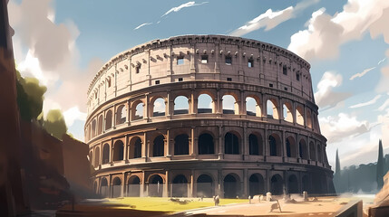 Fototapeta premium Illustration of beautiful view of Rome, Italy