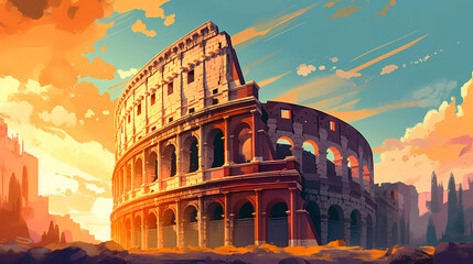 Illustration of beautiful view of Rome, Italy