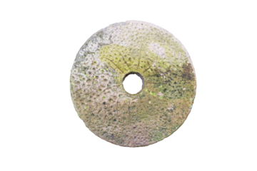 Stone wheel of water mill isolated on white background