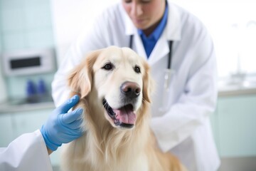 A pet being examined by a vet. Ai generated.
