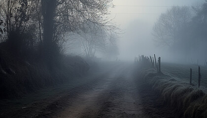 Obraz premium Mystery in nature Spooky vanishing point horror generated by AI