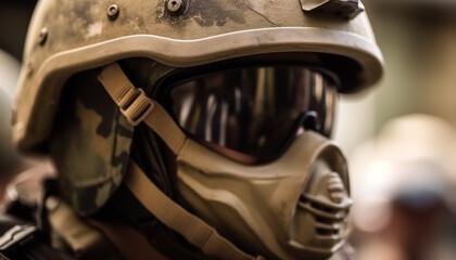 Fototapeta premium Protective workwear for army soldier in war generated by AI