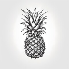 A minimalist ink sketch of a pineapple, ideal for a modern, tropical-themed design