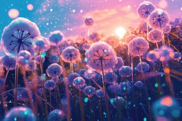 purple flowers and soap bubbles are shown Generative Ai