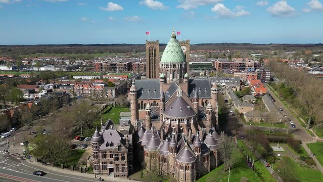 Aerial view of Cathedral of Saint Bavo, Haarlem, Netherlands
