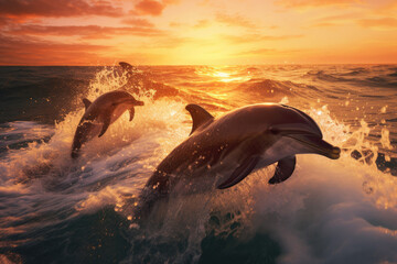 Fototapeta premium Playful Dolphins