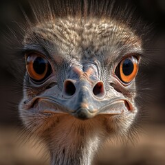 Close-up Portrait of an Inquisitive Ostrich