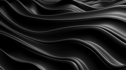 Fototapeta premium Abstract wavy black metallic 3D background