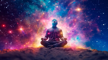 Universe, cosmos. Meditation background, chakras, prana, the mind of God and spirituality. Generative AI