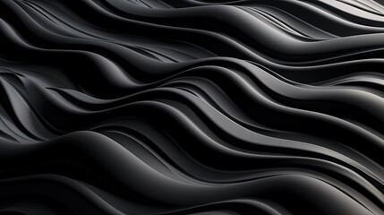 Fototapeta premium Abstract wavy black metallic 3D background