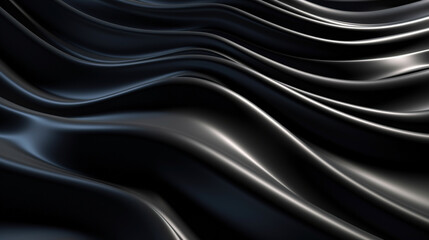 Fototapeta premium Abstract wavy black metallic 3D background