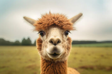 Obraz premium Friendly Alpaca on a field