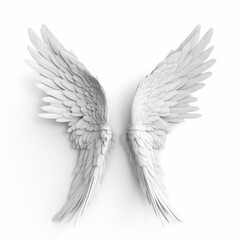 Feathered wings of an angel isolated on white background, a symbol of hope and light. AI Generative