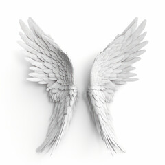 Fototapeta premium Feathered wings of an angel isolated on white background, a symbol of hope and light. AI Generative